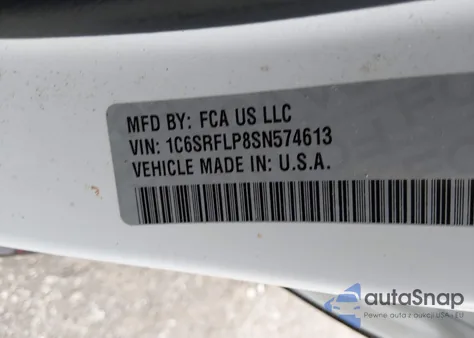 2025 Ram 1500 Rebel 4X4 5'7 Box z USA, uszkodzony, nr VIN 1C6SRFLP8SN574613